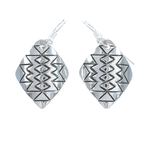 Native American Genuine Sterling Silver Hook Dangle Earrings AX125473